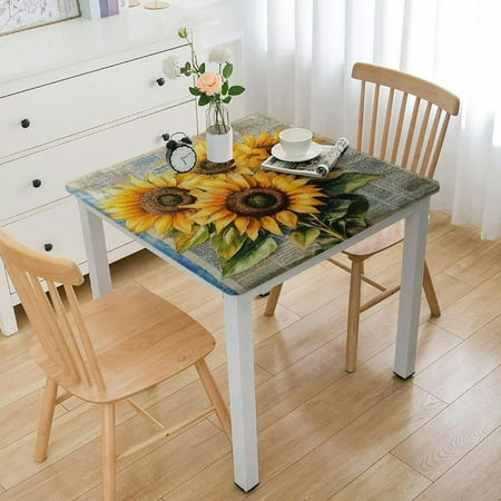 

CMMY Sunflowers Square Fitted Tablecloth 100% Polyester Fiber Wrinkle Resistant Oil Resistant 36 *36