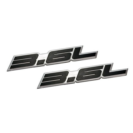 Charger Emblem - 2 x (pair/set) 3.6L Liter Embossed Black on Highly Polished Silver Real Aluminum Auto Emblem Badge Nameplate for Chrysler Dodge Charger Ram Jeep Grand Cherokee Wrangler Sport Volkswagen Fiat Malibu