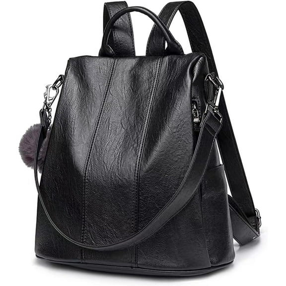 Vintage Leather Backpack for Women, Soft Rucksack Backpack with Anti-Theft Pocket Convertible Shoulder Handbag (Brown)