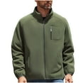 thumbnail image 3 of Zedker Men's Polar Fleece Jacket Lightweight Full Zip Jackets Outdoor Hiking Casual Soft Warm Coat With Pockets Green L, 3 of 10