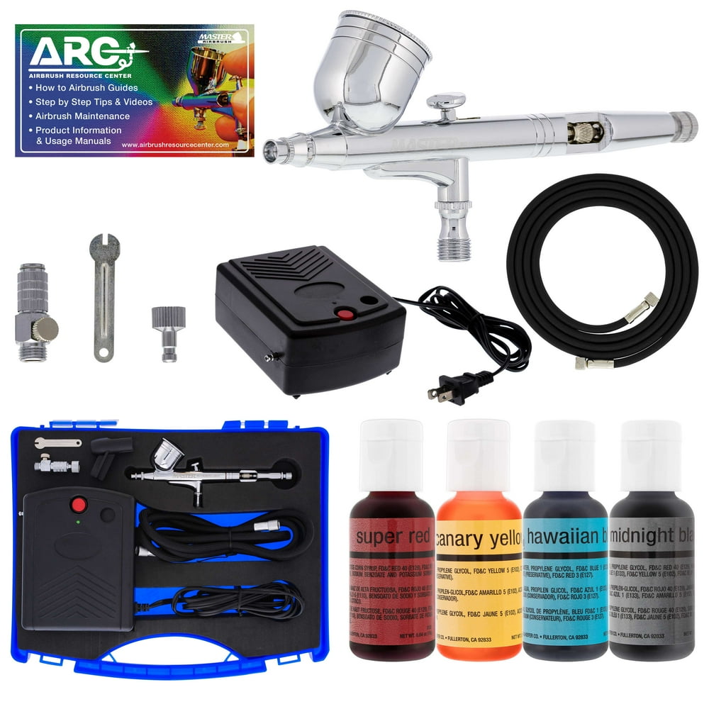 Complete CAKE DECORATING AIRBRUSH SYSTEM KIT wFood Color Set, Air