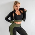 thumbnail image 3 of Women's Workout Outfit 3 Pieces Tracksuit-Seamless Hip lift Yoga Leggings and Stretch Sports Bra Gym Clothes Set,GTICPHYJ, 3 of 8