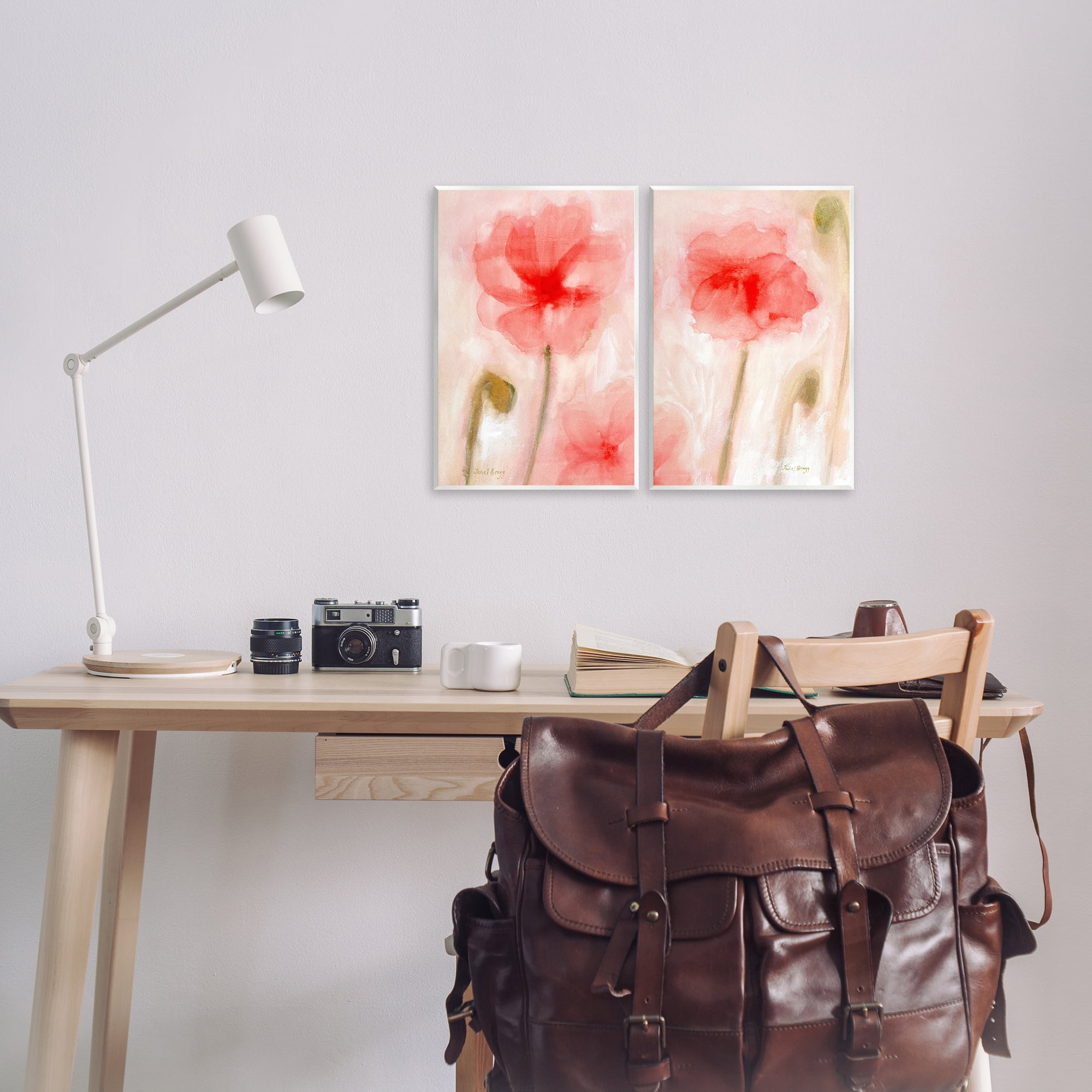 Stupell Industries Beautiful Coral Poppy Blossom Plants & Flowers Painting Unframed Art Print Wall Art, 10 x 15, Set of 2