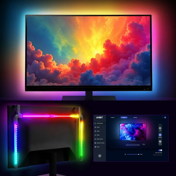 Fosmon 4.9ft LED Monitor Backlight, RGB Gaming Light Bar, USB Powered LED Light Strap, Enhanced Color Matching Immersive Lighting for Games/Movies