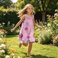 thumbnail image 2 of FYDUU 4th Of July Dress For Girls Nightgowns Summer Floral Dress Sleeveless Ruffle Spaghetti Strap Sleep Dress Casual Nightgown Soft Sleepwear 9-10 Years, 2 of 6