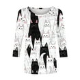 thumbnail image 5 of White 3/4 Length Sleeve Tee Shirts for Women Fall Summer Boat Neck Cat Graphic Loose Fit Brunch Cute Tee Shirt Tops Women 2025 Soft Comfy Clothing L, 5 of 5