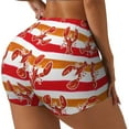 thumbnail image 2 of Kdxio Red Lobster Print Workout Shorts for Women Seamless Soft Smooth Gym Yoga Scrunch Active Shorts, 2 of 9