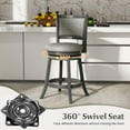 thumbnail image 4 of Gymax Swivel Bar Stools Set of 2 w/ Soft-padded Back & Seat Sturdy Wooden Frame, 4 of 9