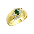 thumbnail image 3 of RYLOS Mens Rings 14K Yellow Gold Ring 6X4MM Oval Shape Gemstone & Diamond Ring Green Sapphire September Birthstone Rings For Man Gold Rings Size 8, 3 of 7