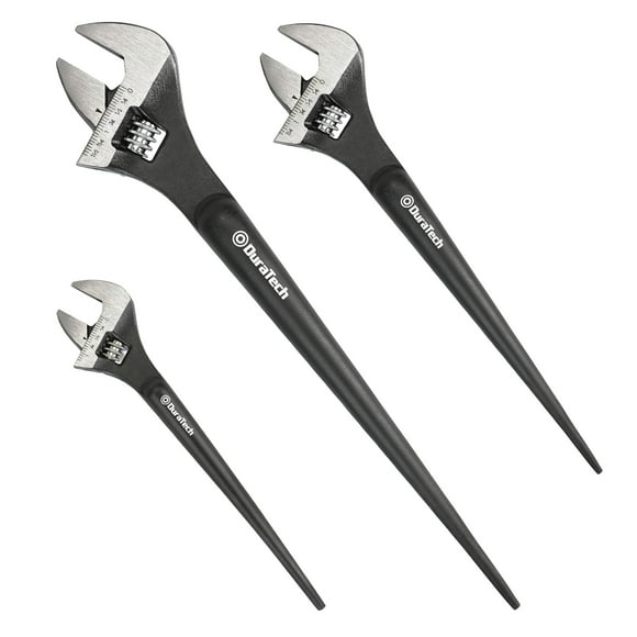 DURATECH Ensemble de Clés à Fléchissement de Construction Réglables 3 Pcs, 8 Pouces, 10 Pouces, 12 Pouces, Finition Oxyde Noir, Acier CR-V, Échelle SAE et Métrique Marquée, Trous d'Alignement et Caractéristiques de Barre de Queue