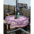 thumbnail image 2 of Hokiten Outdoor Tablecloths with Umbrella Hole & Zipper, Purple Orange Boho Round Tablecloth 54 Inch, Ethnic Geometric Middle Century Art Waterproof Table Cloth, Patio/Pool/Picnic Table Covers, 2 of 7