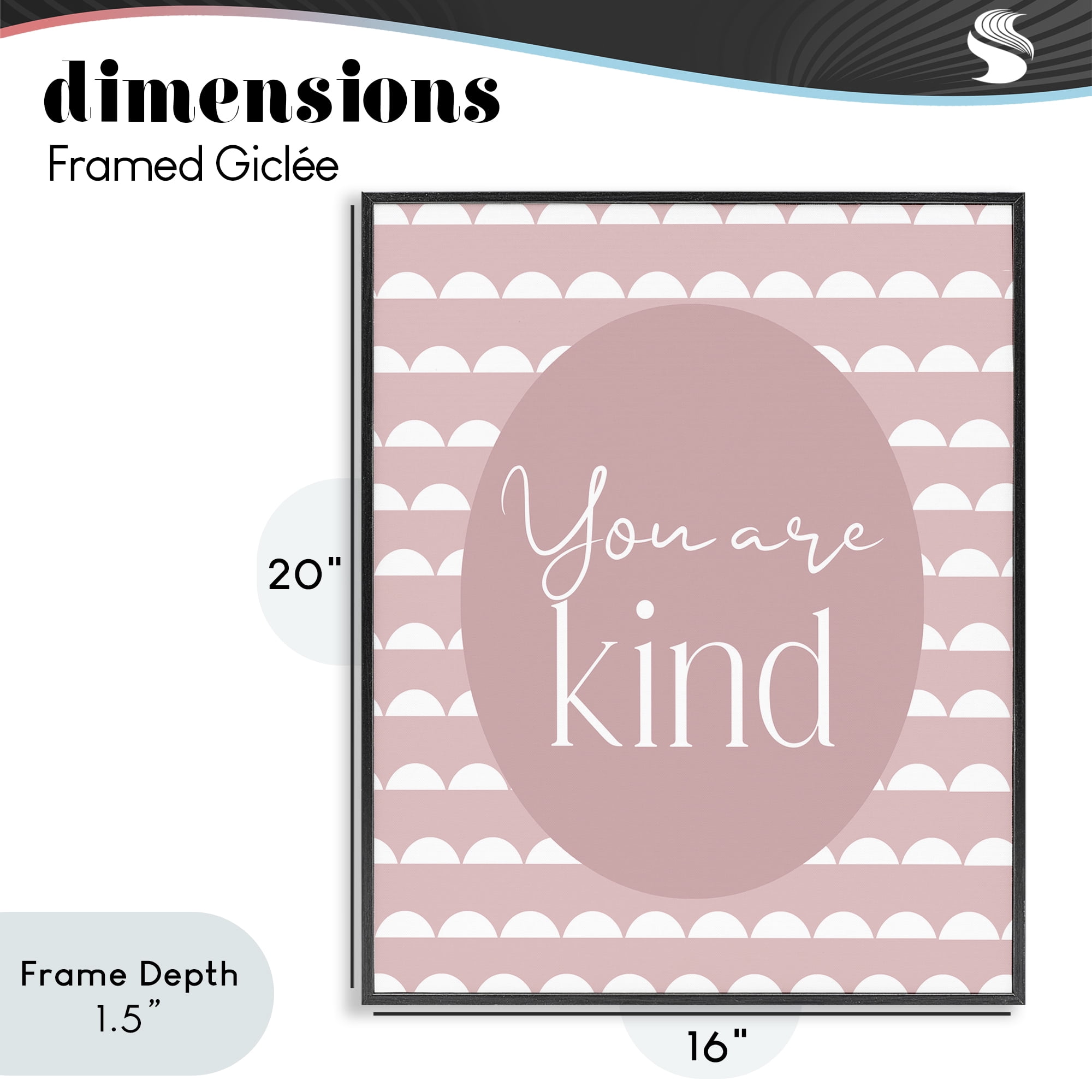 Stupell Industries You Are Kind Blush Pink Black Framed Giclee Art, design by Christine Simpson Art