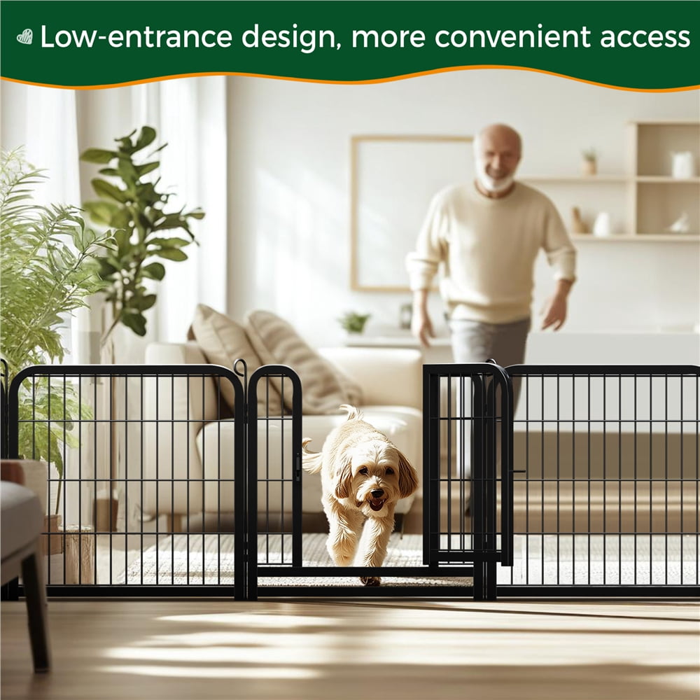 Yaheetech 24.2″ Tall 8 Panels Metal Dog Playpen for Exercise Outdoor Indoor Fence, Black