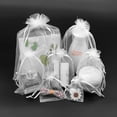 thumbnail image 3 of Bolsas de Organza de regalo de Navidad, embalaje de joyería, recuerdo de fiesta de boda, blanco, 7x9, 9x12, 10x15, 13x18cm, 6z, 50 unidades, 3 of 4