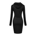 thumbnail image 4 of Leutsin Chandail en Molleton Femme Manches Longues Col Rond Poches Robe à Capuche Unie, 4 of 7
