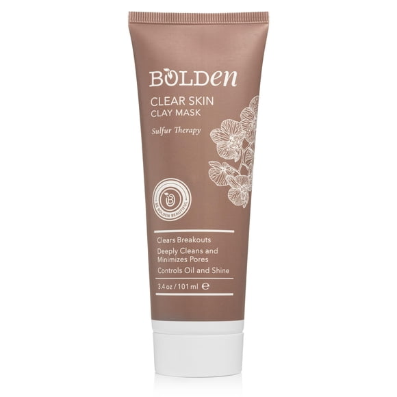 Mascarilla de arcilla para piel clara BOLDEN | Fabricado con azufre para una limpieza profunda de los poros y prevención de brotes | Minimizador de poros y reductor de grasa para pieles sensibles | 3,
