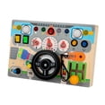 thumbnail image 1 of Electronic Busy Steering Wheel With Led Lights, Socket Switches, Wooden Material And Early Education Functions For Kids Sensory Development 8.46X5.7X1.18In 1.08Lb, 1 of 9