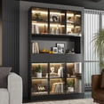 thumbnail image 7 of KULAGAGA Bookcases Organizer with LED Lights, Heavy Duty Display Cabinet with Glass Door, 3 Drawers and Open Shelf for Living Room, 47.2" Wide, 7 of 7