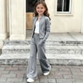 thumbnail image 7 of Toddler Girls Summer Sportswear Set 1-12Y, Breathable Long Sleeve Zip Jacket High Waist Yoga Trousers 2 Piece Outfit Gray 1 Years, 7 of 7