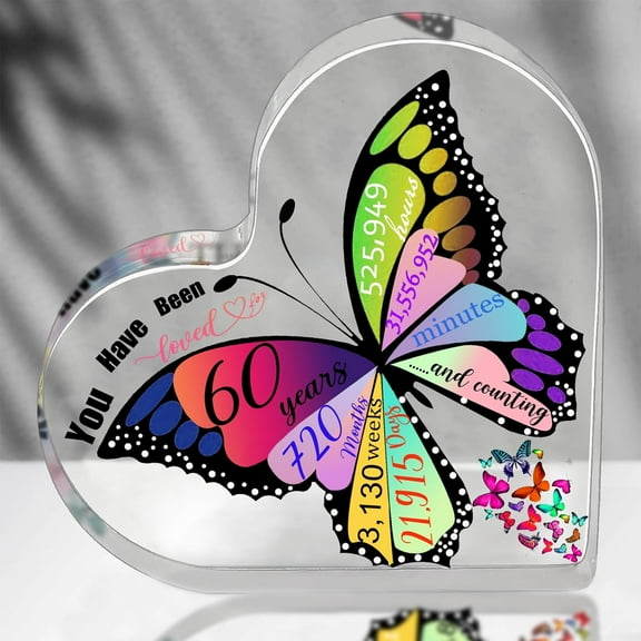 60th Birthday Gifts for Women, 60 Year Old Gifts Acrylic Heart Keepsake, 60th Birthday Anniversary Presents Idea for Women Mom Wife Grandma Turning 60 Keepsake You Have Been Loved for 60 Years