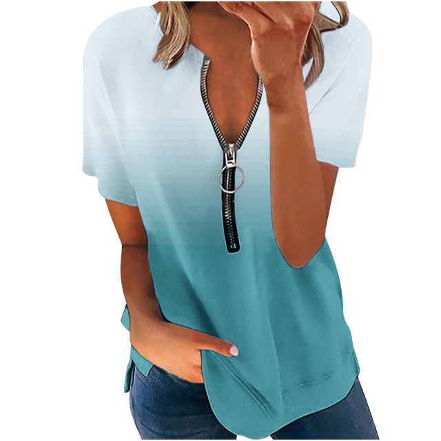 Birdeem T-Shirt Décontracté à Imprimé Floral Col en V pour Femmes Manches Courtes Tunique Blouse