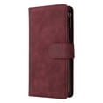 thumbnail image 2 of Zipper Wallet Case for Samsung Galaxy S22 Ultra with Large Capacity Card Slots Holder Flip Folio Cover, Premium PU Leather Magnetic Clasp Wrist Strap Kickstand Soft Silicone Shockproof Case,Winered, 2 of 8