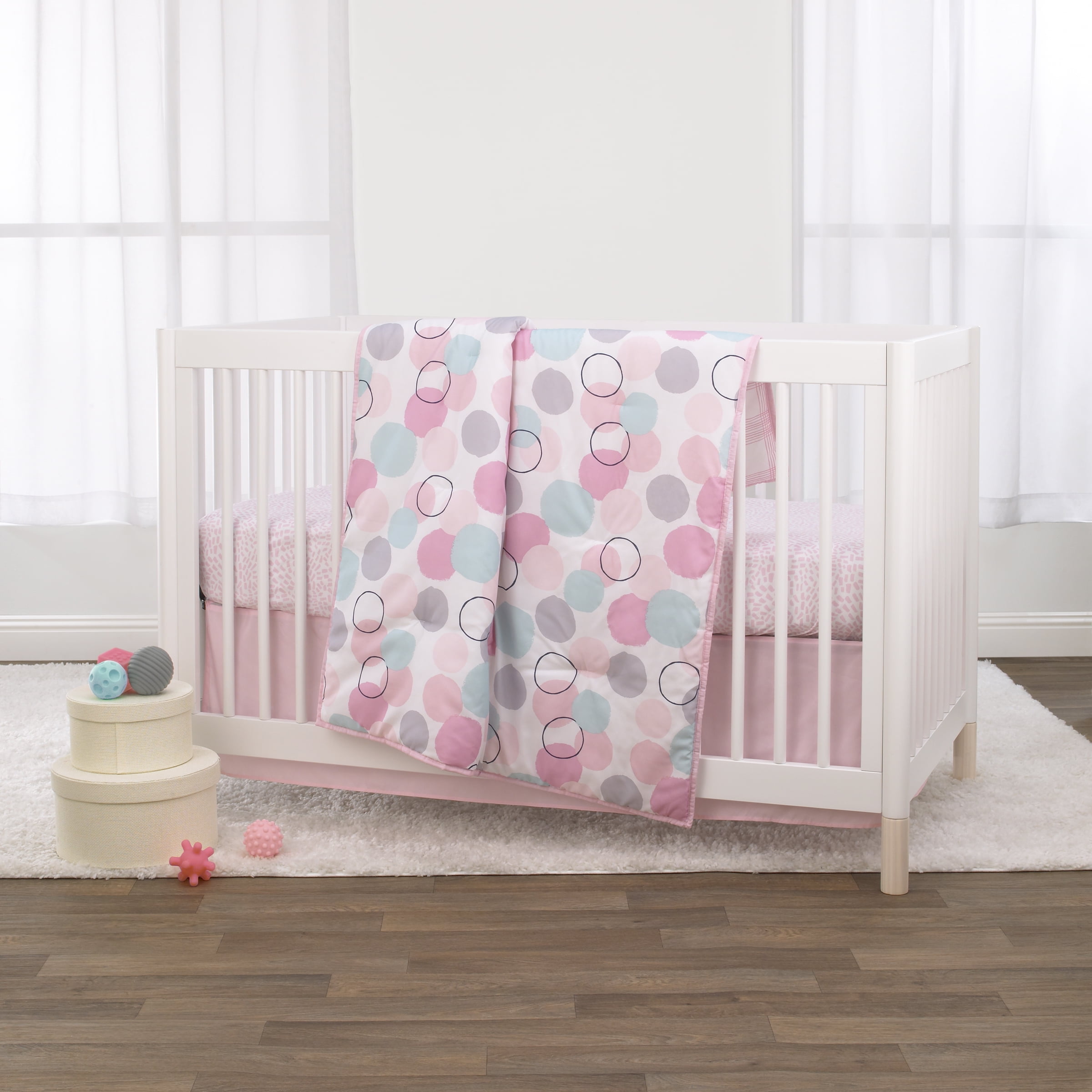 Little Bedding by NoJo Newborn Girl's Princess Rose Four Piece Crib Bedding Set 