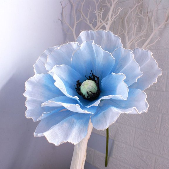 New Photo Props 30cm Window Display Linen Large Artificial Flower Artificial Flower Giant Simulation Poppy Flower Background Wall LIGHT BLUE