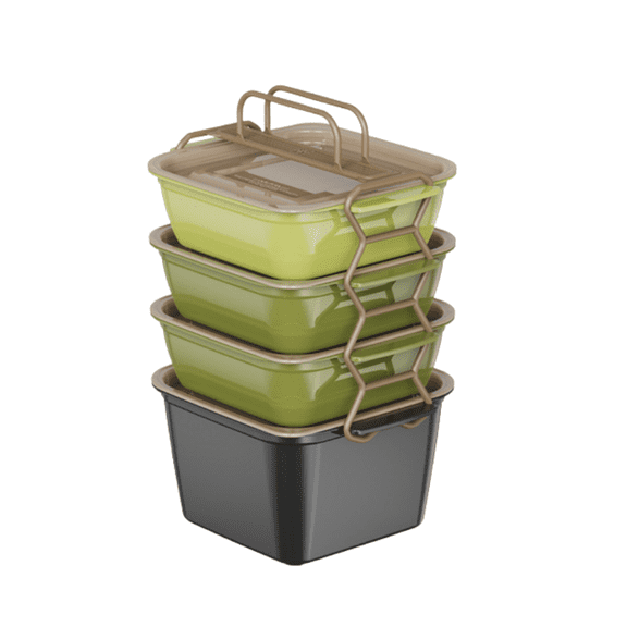 Portable Four-Piece Picnic Set With Handle And Lid For Fruits And Ingredients