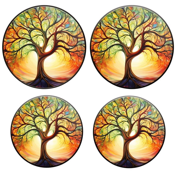 Bahomeck Gas Stove Burner Cover Set Of 4，Vibrant And Colorful Tree Of Life Metal Stove Burner Covers，Electric Stove Burner Covers,Protecting Gas Stoves,Kitchen Decor，8 Inches And 10 Inches