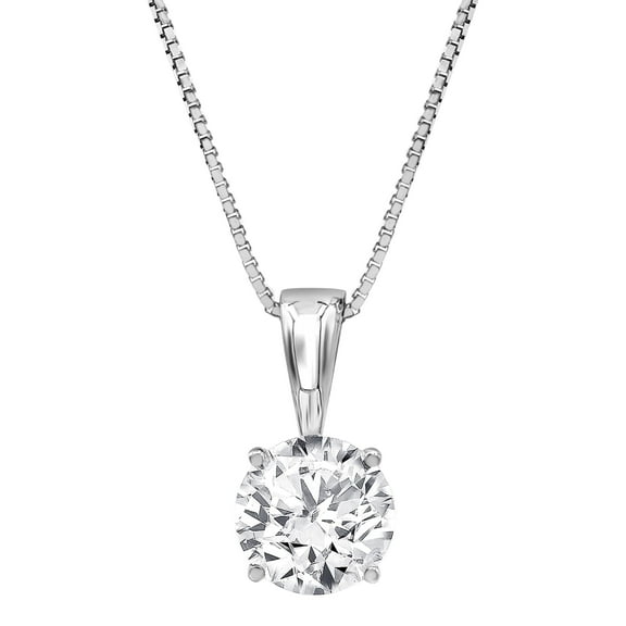 Unique Moments 14K White Gold 1/2 Ct Round Cut Lab Grown Diamond Necklaces for Women