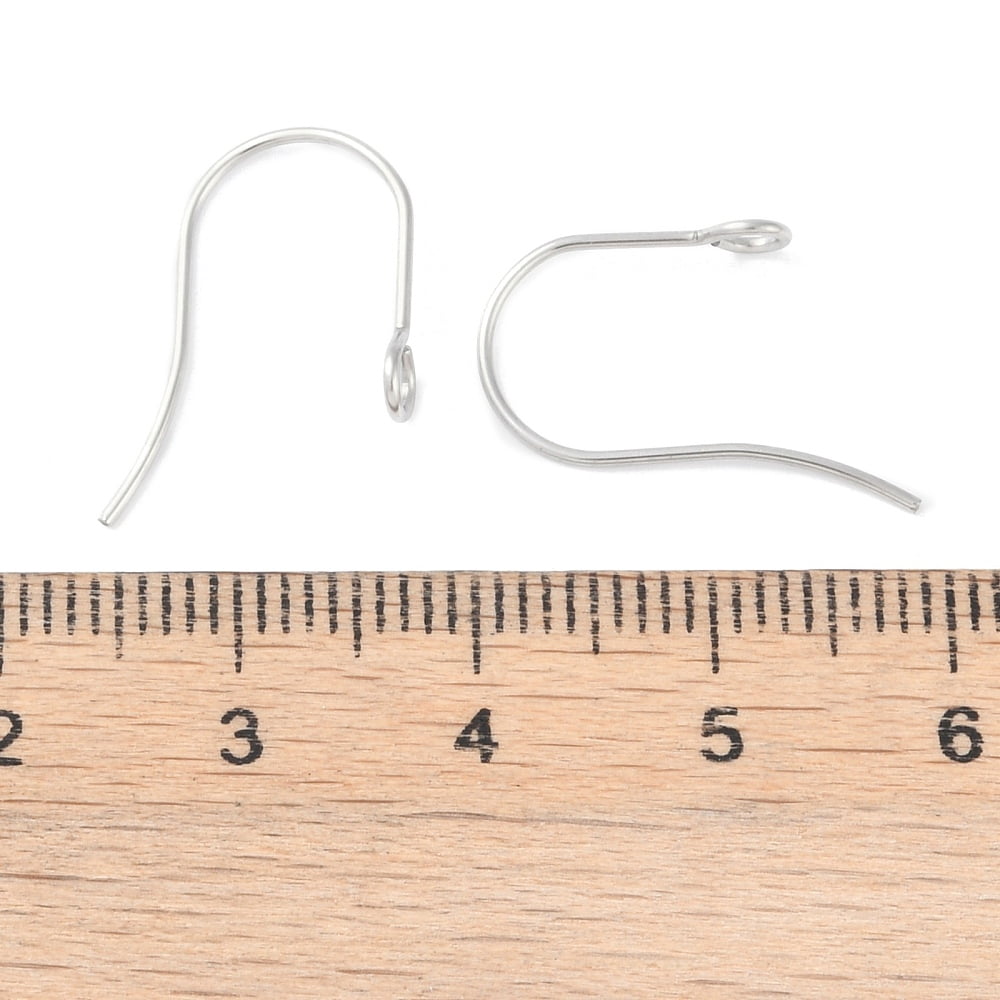 Resistant 316 Surgical Stainless Steel Earring Hooks Ear Wire with Loops Stainless Steel Color 18x15mm Hole: 2mm 21 Gauge Pin: 0.7mm