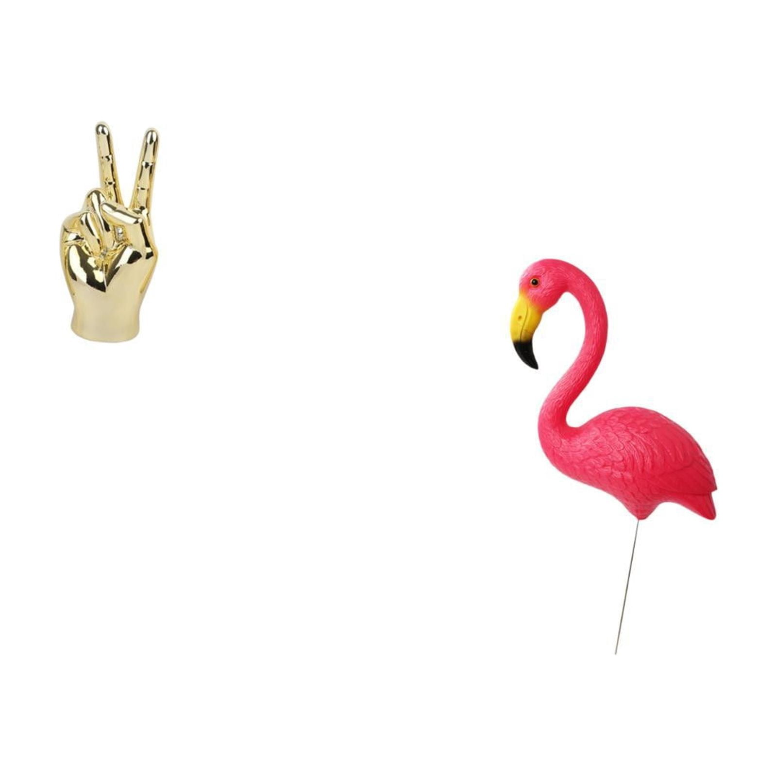 2 Pieces Hand Finger Gesture Statues Sculpture Flamingo Stake Resin Material for Home Lawn Yard Art Ornament