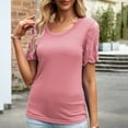 thumbnail image 5 of Summer Saving Wycnly Womens Tops Dressy Casual Beach Going out Fashion Puff Sleeve Slim Fit Lightweight Tunic Shirts Summer Short Sleeve Round Neck Tops Solid Blouse Pink XXL, 5 of 6