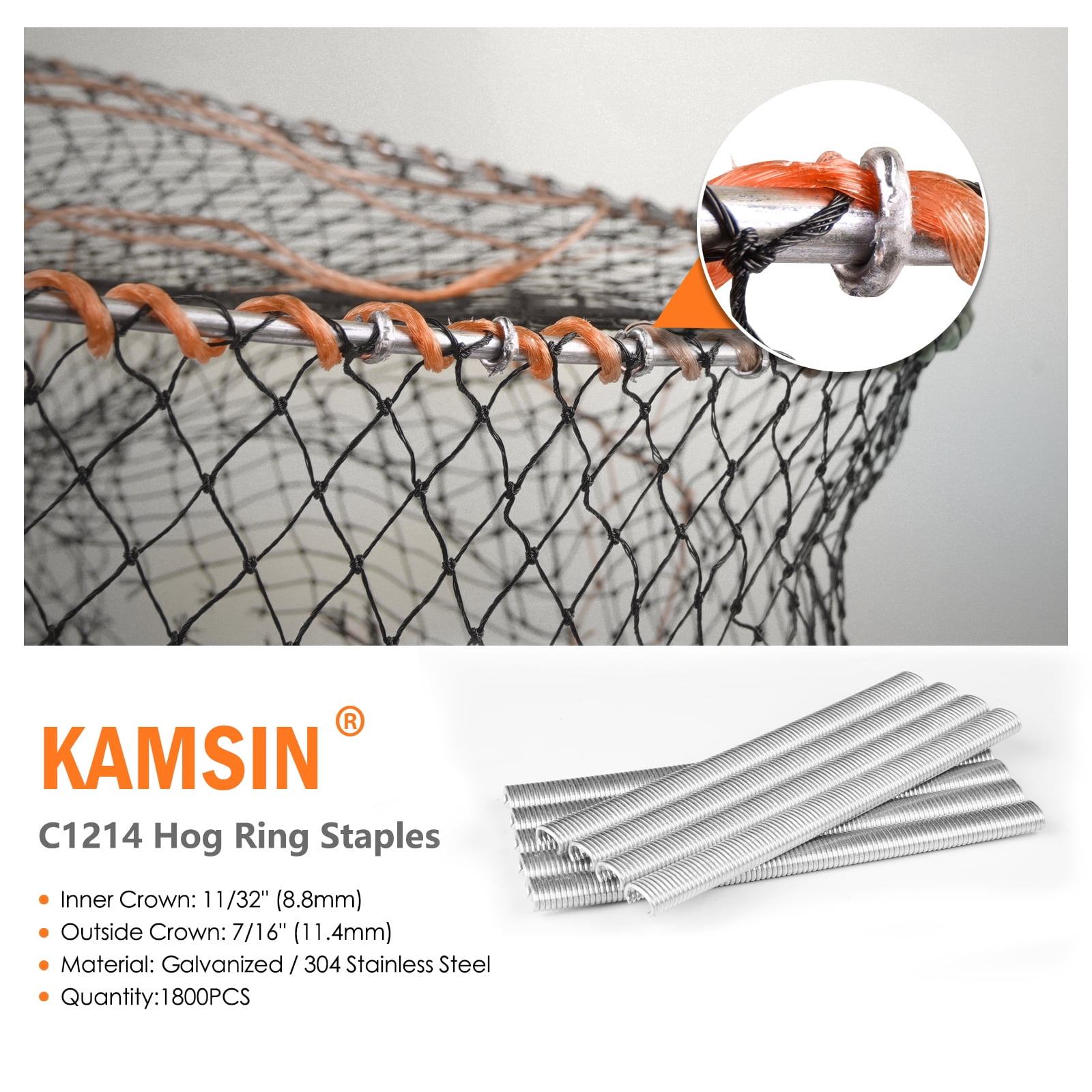 KAMSIN SC712 Pneumatic Hog Ring Gun 11/32" Inner Crown, 1.7-2.05mm Closure Diameter for Various Wire Cage