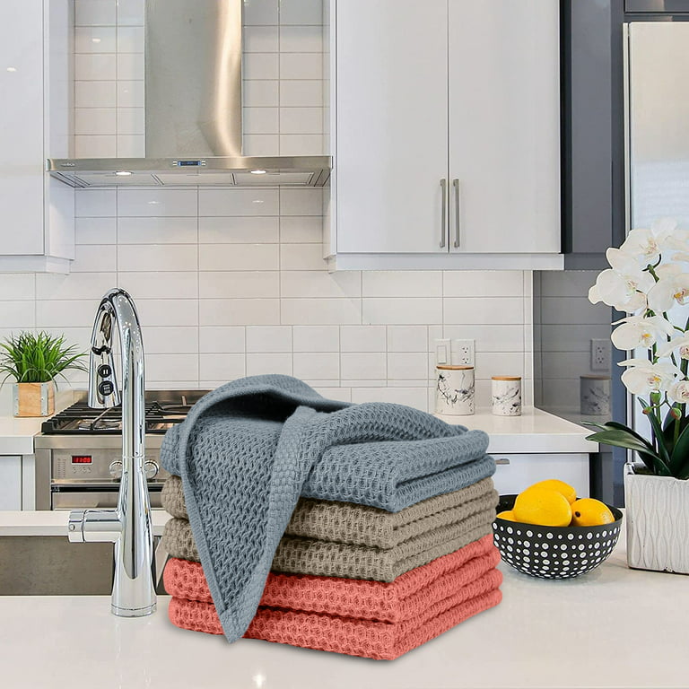 Howarmer Gray Dish Towels for Kitchen, 100% Cotton Grid Dish Rags, Super Soft and Absorbent Dish Cloths, 8 Pack, 12 inch x 12 inch, Size: 12×12