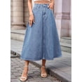 thumbnail image 6 of Women's A Line High Wasited Long Maxi Jean Below Knee Length Flared Midi Denim Skirts Skirt Light Blue S, 6 of 9