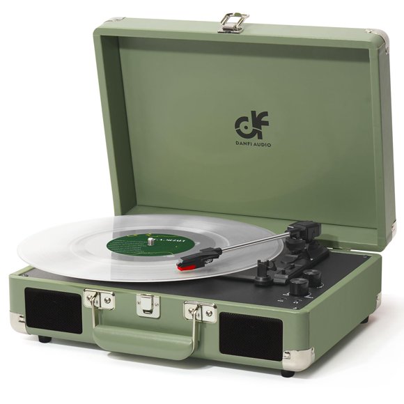 Tocadiscos de vinilo DANFI AUDIO DF portátil de 3 velocidades verde