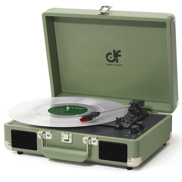 Tocadiscos de vinilo DANFI AUDIO DF portátil de 3 velocidades verde