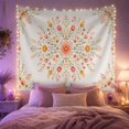 thumbnail image 2 of Floral Mandala on a Pale Blue Background, Peaceful Watercolor Style for Boho Decor Lovers, Botanical Wall Art, Housewarming Gift Tapestry Wall Hanging for Bedroom and Living Room, 2 of 7