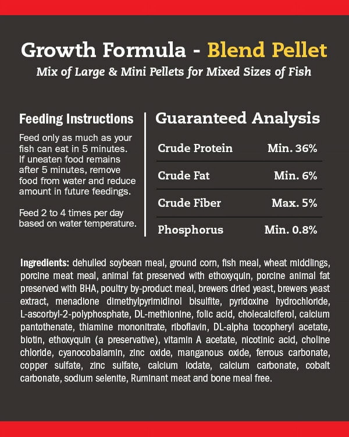 Blue Ridge Koi Fish Food 5lb - Koi Food 3/16” Large and Mini Blend Growth Formula, Goldfish Food, Premium Fish Food for Ponds, Ponds Fish Food, Floating Pond Pellets