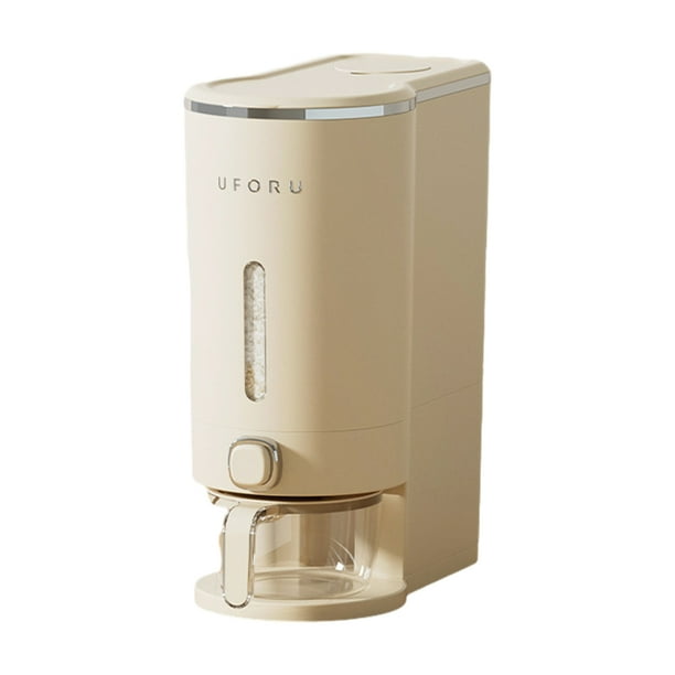 Yuarrent Contenedor dispensador de granos Fácil acceso y organización eficiente para granos Plástico a prueba de insectos Almacenamiento y organización del hogar Blanco crema (10 kg)