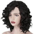 thumbnail image 3 of SUCS Fashion Synthetic Medium Long Curly Hair Black Hair Wig Natural Hair Wigs, 3 of 4