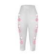 thumbnail image 4 of lcziwo Daily Sales, Women's High Waist Tummy Control Cropped Yoga Pants Valentine's Day Heart Printed Workout Leggings Casual Elastic Tight Capri Leggings White S, 4 of 5