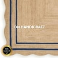 thumbnail image 3 of DN HANDICRAFT Rugs For Bedroom Rectangle Reversible Bohemian Style Scallop Blue, Brown Handmade Reversible Jute Area Rug (3x3 Sq Feet), 3 of 4