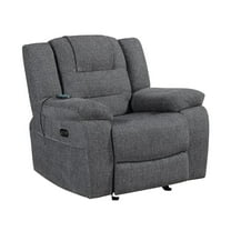 New Classic Furniture Redondo Chenille Glider Recliner with Power in Dark Gray