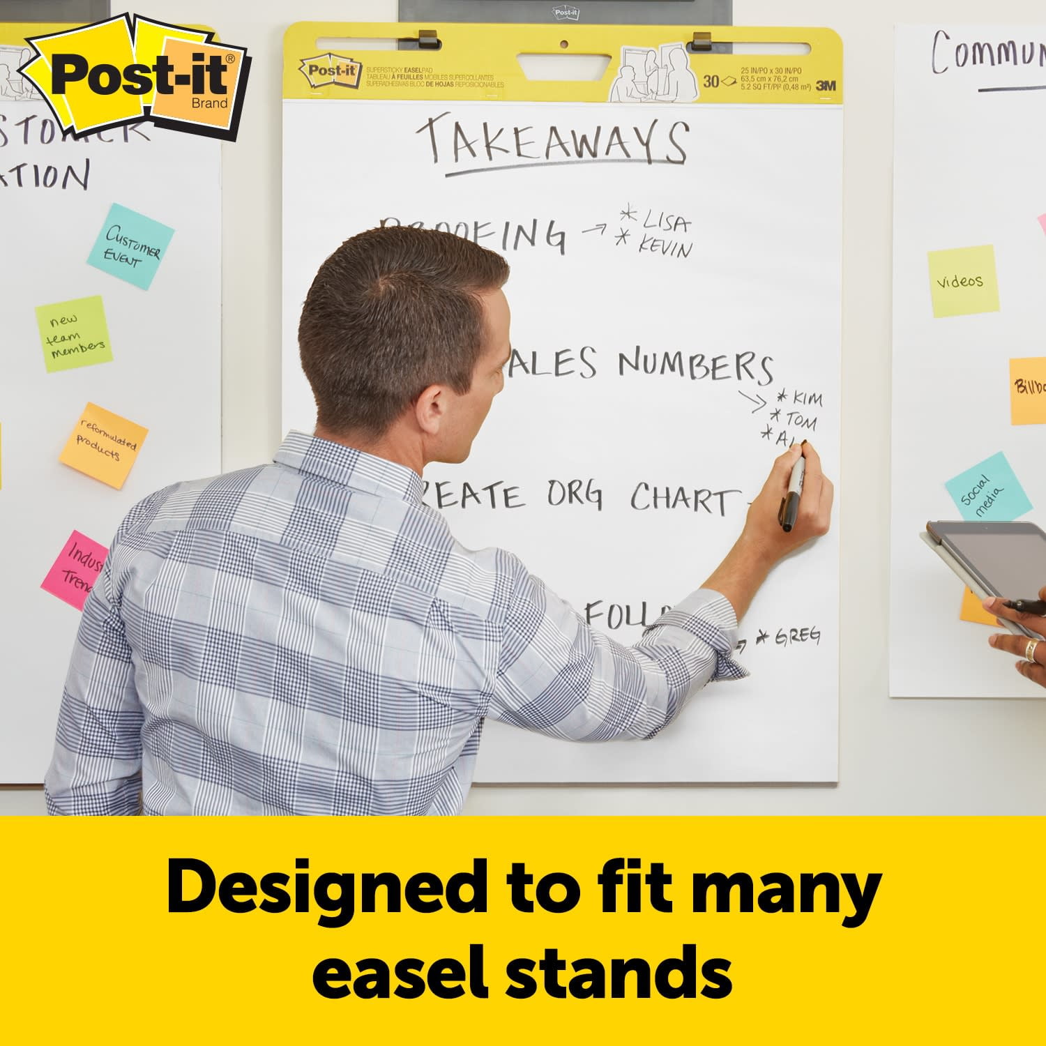 Post-it Wall Pad Easel Pad w/ Bonus Command Strips, 20 in. x 23 in., 2 Pads