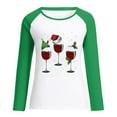 thumbnail image 4 of Red Wine Glass Christmas Sweatshirt for Women Raglan Long Sleeve Xmas Pullover Tops Color Block Shirt Blouse Tops, 4 of 6