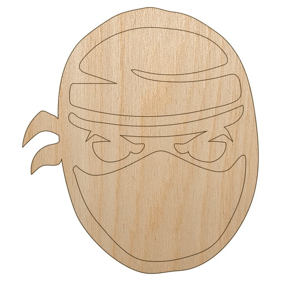 Sneaky Ninja Face Wood Shape Unfinished Piece Cutout Craft DIY Projects - 4.70 Inch Size - 1/8 Inch Thick