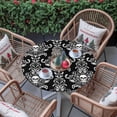 thumbnail image 3 of Round Tablecloth Black Horror Halloween Elastic Edge Fitted Vintage White Skull Pattern Plastic Table Cover,Waterproof Oil Proof for Dinner,Outdoor, Picnic, 45"- 54" DIA Tables, 3 of 9